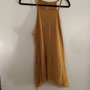 Mustard yellow lace tank